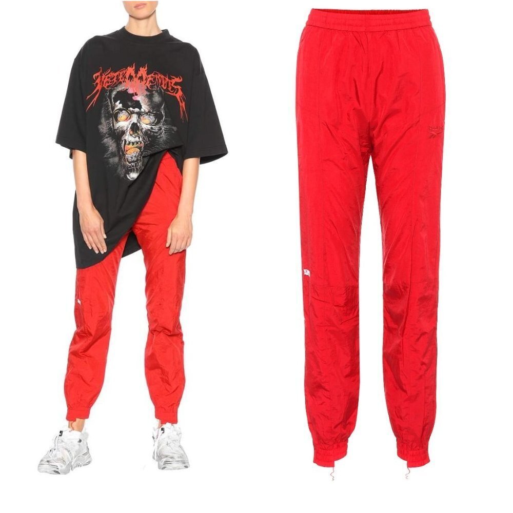 Vetements x Reebok Distressed Track Pants in Red S